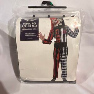 Party City Child Two-Faced Jester Evil Clown Circus Halloween Costume Medium NWT